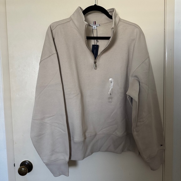 Tommy Hilfiger Sweaters - Tommy Hilfiger Women Cream Half-Zip Sweater size L
